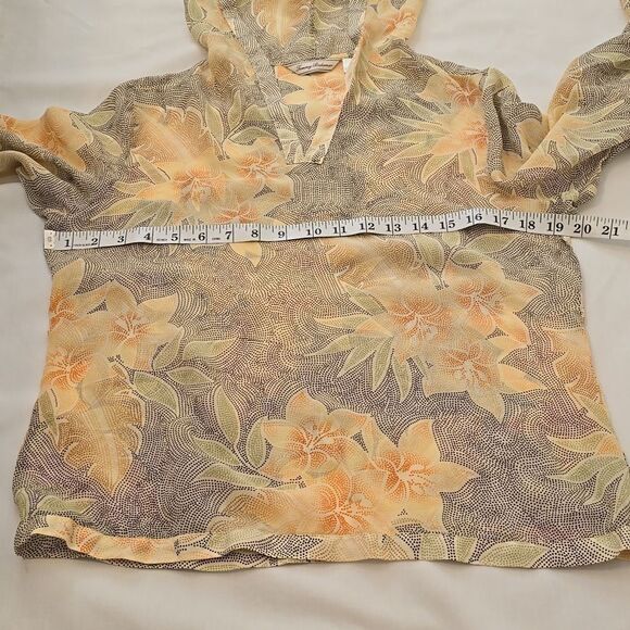Vintage Tommy Bahama Sheer Crepe Silk Floral Hooded Blouse Size S Beachy - Picture 4 of 7